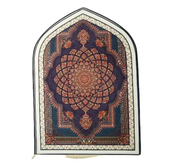 Purple velvet Muslim prayer rug with floral medallion arch design - Zainyunoor wholesale