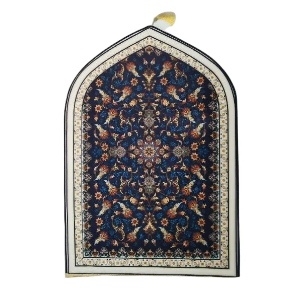 Navy velvet Muslim prayer rug with intricate floral mihrab design - Zainyunoor wholesale