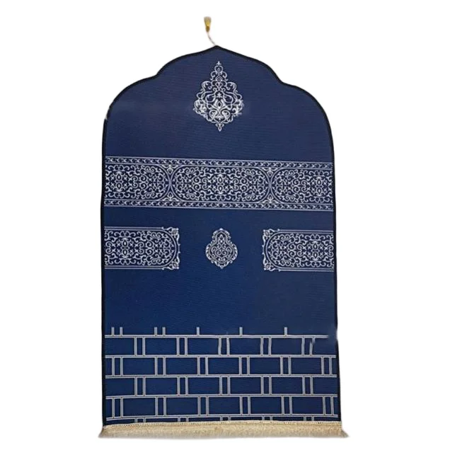 Royal blue waterproof Muslim prayer rug with Kaaba wall print - Zainyunoor wholesale