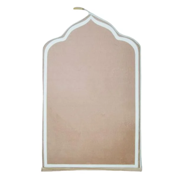 Beige velvet Muslim prayer rug with mihrab arch design - Zainyunoor wholesale