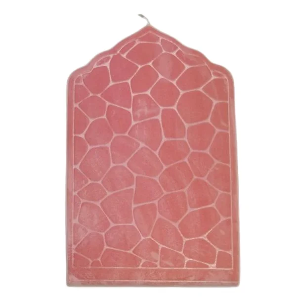 Pink foam Muslim prayer rug with embossed stone texture mihrab shape - Zainyunoor wholesale