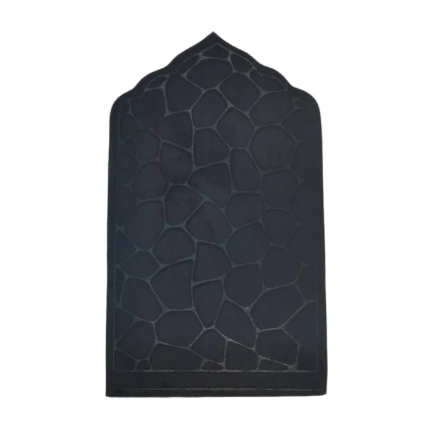 Navy blue foam Muslim prayer rug with embossed stone design mihrab arch - Zainyunoor wholesale